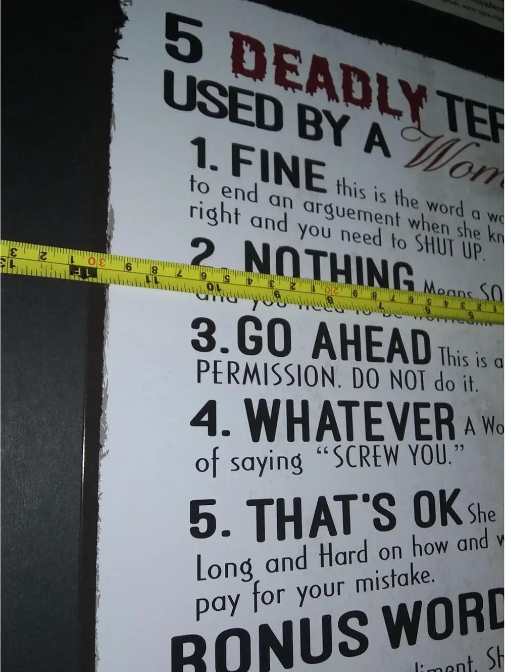 Deadly Terms Used By A Woman Tin Metal Sign Man Cave Garage Humor Decor 12
